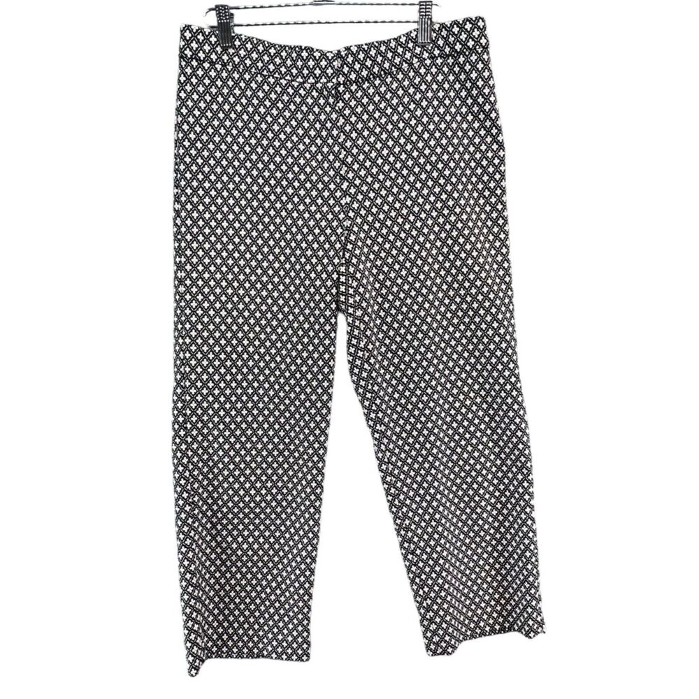 J Jill Pants‎ Womens 8 Black Pink Mini Floral Daisy Crop Stretch Comfort Resort